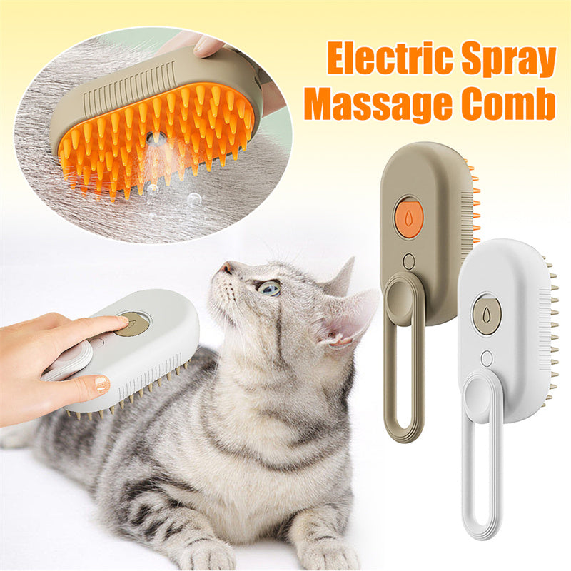 Cat & Dog Steam Brush – 3-in-1 Electric Grooming Comb with Spray, Massage & Hair Removal