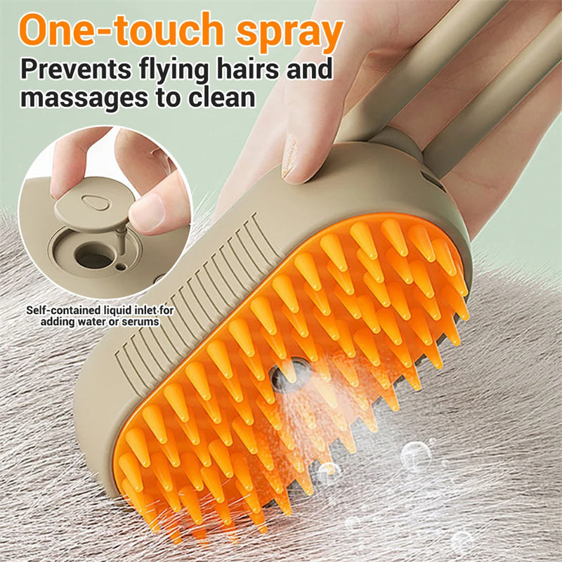 Cat & Dog Steam Brush – 3-in-1 Electric Grooming Comb with Spray, Massage & Hair Removal