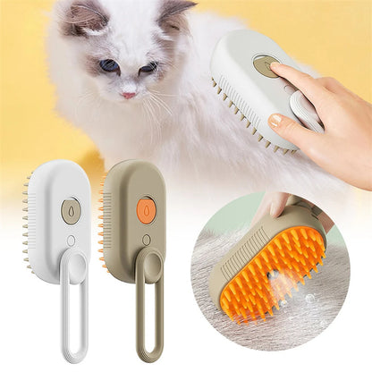 Cat & Dog Steam Brush – 3-in-1 Electric Grooming Comb with Spray, Massage & Hair Removal