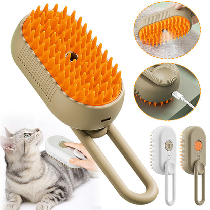 Cat & Dog Steam Brush – 3-in-1 Electric Grooming Comb with Spray, Massage & Hair Removal